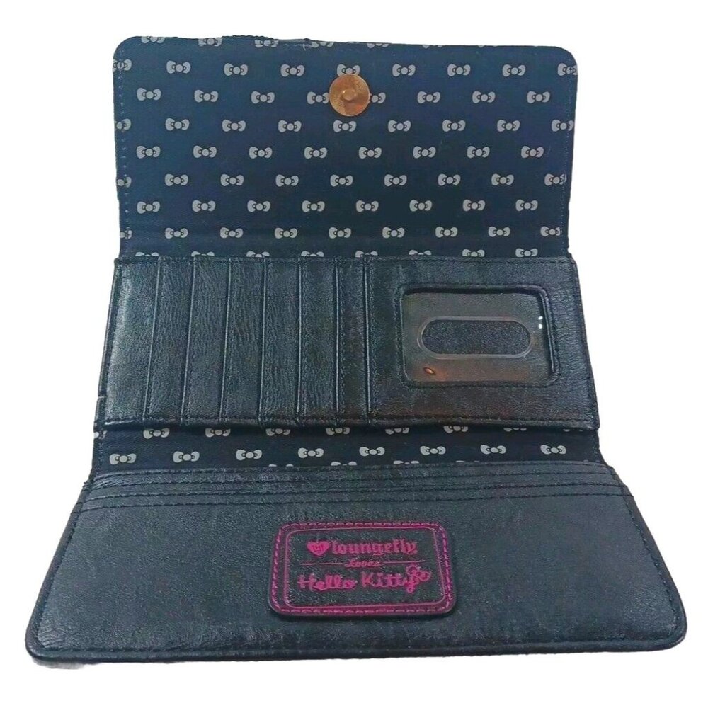 HTF Hello Kitty X Loungefly Denim Long Wallet Floral Studded - Picture 6 of 10